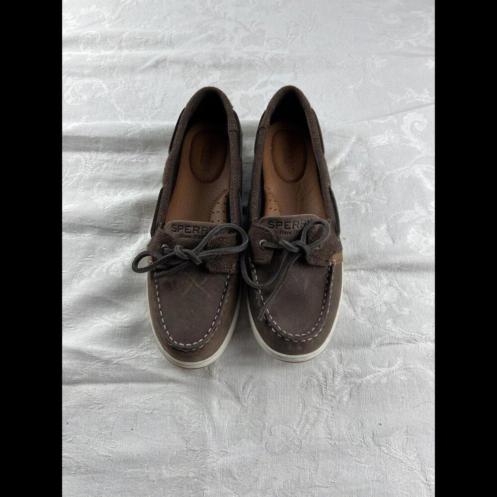 Sperry Top Sider Womens Shoes Size 7 Brown Fabric And Leather  Boat Shoes Loafer
